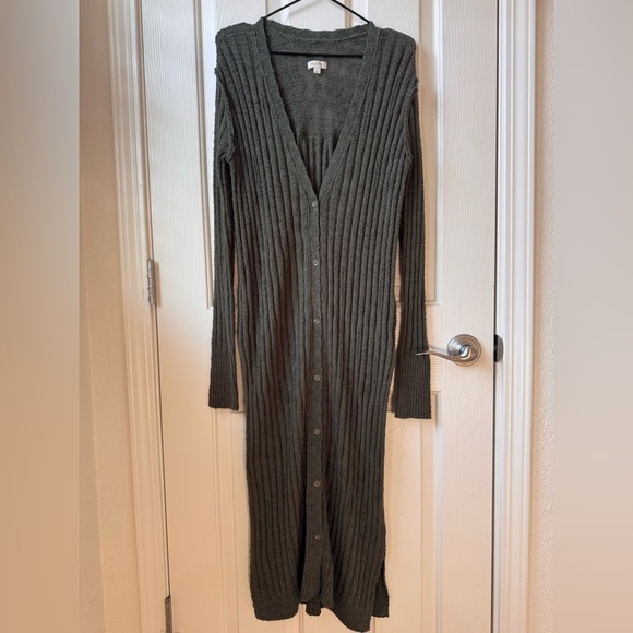 NWOT Anthropologie Pilcro Gauzy Distressed Long Duster Cardigan Sweater XS green - Picture 6 of 15